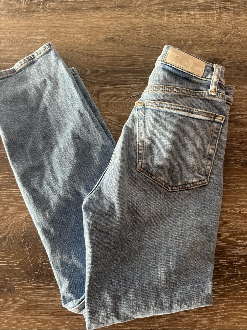 Re/Done Straight-Leg Jeans in Light Blue